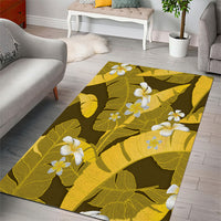 Yellow Banana Leaf Hawaii Area Rug Lau Maia Plumeria Tropical Summer Vibes
