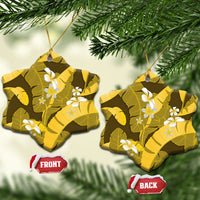 Yellow Banana Leaf Hawaii Ceramic Ornament Lau Maia Plumeria Tropical Summer Vibes LT14 Snow Flake Yellow - Polynesian Pride