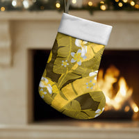 Yellow Banana Leaf Hawaii Christmas Stocking Lau Maia Plumeria Tropical Summer Vibes