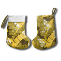 Yellow Banana Leaf Hawaii Christmas Stocking Lau Maia Plumeria Tropical Summer Vibes