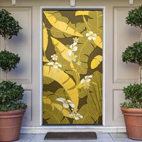 Yellow Banana Leaf Hawaii Door Cover Lau Maia Plumeria Tropical Summer Vibes