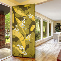 Yellow Banana Leaf Hawaii Door Cover Lau Maia Plumeria Tropical Summer Vibes