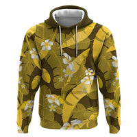 Yellow Banana Leaf Hawaii Hoodie Lau Maia Plumeria Tropical Summer Vibes