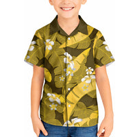 Yellow Banana Leaf Hawaii Kid Hawaiian Shirt Lau Maia Plumeria Tropical Summer Vibes