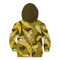 Yellow Banana Leaf Hawaii Kid Hoodie Lau Maia Plumeria Tropical Summer Vibes