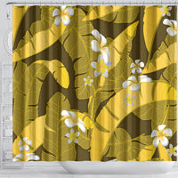 Yellow Banana Leaf Hawaii Shower Curtain Lau Maia Plumeria Tropical Summer Vibes