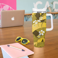 Yellow Banana Leaf Hawaii Tumbler With Handle Lau Maia Plumeria Tropical Summer Vibes