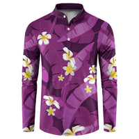 Purple Banana Leaf Hawaii Button Sweatshirt Lau Maia Plumeria Tropical Summer Vibes