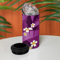 Purple Banana Leaf Hawaii 4 in 1 Can Cooler Tumbler Lau Maia Plumeria Tropical Summer Vibes