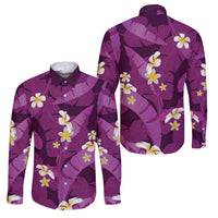 Purple Banana Leaf Hawaii Family Matching Puletasi and Hawaiian Shirt Lau Maia Plumeria Tropical Summer Vibes