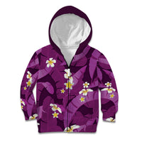Purple Banana Leaf Hawaii Kid Hoodie Lau Maia Plumeria Tropical Summer Vibes