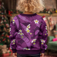 Purple Banana Leaf Hawaii Kid Ugly Christmas Sweater Lau Maia Plumeria Tropical Summer Vibes