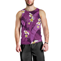Purple Banana Leaf Hawaii Men Tank Top Lau Maia Plumeria Tropical Summer Vibes