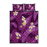 Purple Banana Leaf Hawaii Quilt Bed Set Lau Maia Plumeria Tropical Summer Vibes