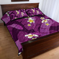 Purple Banana Leaf Hawaii Quilt Bed Set Lau Maia Plumeria Tropical Summer Vibes