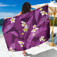 Purple Banana Leaf Hawaii Sarong Lau Maia Plumeria Tropical Summer Vibes