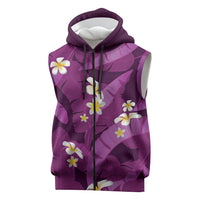 Purple Banana Leaf Hawaii Sleeveless Zip Hoodie Lau Maia Plumeria Tropical Summer Vibes