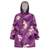 Purple Banana Leaf Hawaii Wearable Blanket Hoodie Lau Maia Plumeria Tropical Summer Vibes