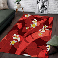 Red Banana Leaf Hawaii Area Rug Lau Maia Plumeria Tropical Summer Vibes