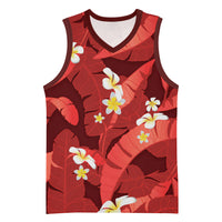 Red Banana Leaf Hawaii Basketball Jersey Lau Maia Plumeria Tropical Summer Vibes