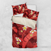 Red Banana Leaf Hawaii Bedding Set Lau Maia Plumeria Tropical Summer Vibes