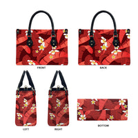 Red Banana Leaf Hawaii Leather Bag Lau Maia Plumeria Tropical Summer Vibes