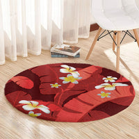 Red Banana Leaf Hawaii Round Carpet Lau Maia Plumeria Tropical Summer Vibes