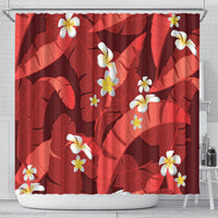 Red Banana Leaf Hawaii Shower Curtain Lau Maia Plumeria Tropical Summer Vibes