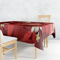 Red Banana Leaf Hawaii Tablecloth Lau Maia Plumeria Tropical Summer Vibes