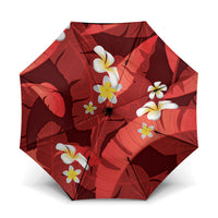Red Banana Leaf Hawaii Umbrella Lau Maia Plumeria Tropical Summer Vibes