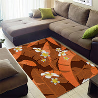 Orange Banana Leaf Hawaii Area Rug Lau Maia Plumeria Tropical Summer Vibes