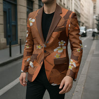 Orange Banana Leaf Hawaii Blazer Lau Maia Plumeria Tropical Summer Vibes