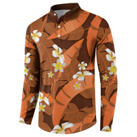 Orange Banana Leaf Hawaii Button Sweatshirt Lau Maia Plumeria Tropical Summer Vibes