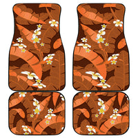 Orange Banana Leaf Hawaii Car Mats Lau Maia Plumeria Tropical Summer Vibes