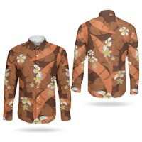 Orange Banana Leaf Hawaii Couples Matching Tank Maxi Dress and Long Sleeve Button Shirt Lau Maia Plumeria Tropical Summer Vibes