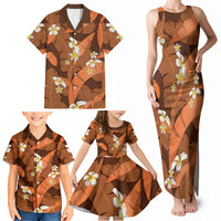 Orange Banana Leaf Hawaii Family Matching Tank Maxi Dress and Hawaiian Shirt Lau Maia Plumeria Tropical Summer Vibes