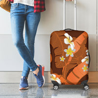 Orange Banana Leaf Hawaii Luggage Cover Lau Maia Plumeria Tropical Summer Vibes
