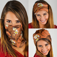 Orange Banana Leaf Hawaii Neck Gaiter Lau Maia Plumeria Tropical Summer Vibes