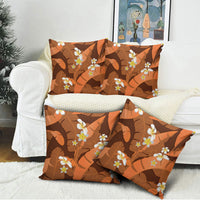 Orange Banana Leaf Hawaii Pillow Cover Lau Maia Plumeria Tropical Summer Vibes