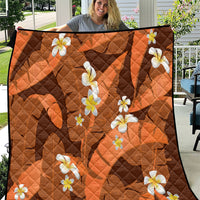 Orange Banana Leaf Hawaii Quilt Lau Maia Plumeria Tropical Summer Vibes