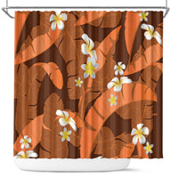 Orange Banana Leaf Hawaii Shower Curtain Lau Maia Plumeria Tropical Summer Vibes