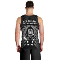 New Zealand Aotearoa Rugby Men Tank Top NZ Tiki With Maori Fern World Cup Black Version LT14 - Polynesian Pride