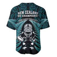 New Zealand Aotearoa Rugby Baseball Jersey NZ Tiki With Maori Fern World Cup Turquoise Version LT14 - Polynesian Pride
