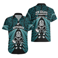 New Zealand Aotearoa Rugby Hawaiian Shirt NZ Tiki With Maori Fern World Cup Turquoise Version LT14 - Polynesian Pride