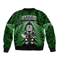 New Zealand Aotearoa Rugby Sleeve Zip Bomber Jacket NZ Tiki With Maori Fern World Cup Green Version LT14 - Polynesian Pride