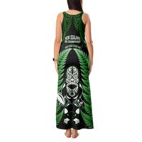 New Zealand Aotearoa Rugby Tank Maxi Dress NZ Tiki With Maori Fern World Cup Green Version LT14 - Polynesian Pride