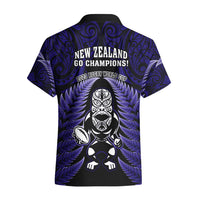 New Zealand Aotearoa Rugby Hawaiian Shirt NZ Tiki With Maori Fern World Cup Blue Version LT14 - Polynesian Pride