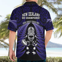 New Zealand Aotearoa Rugby Hawaiian Shirt NZ Tiki With Maori Fern World Cup Blue Version LT14 - Polynesian Pride