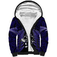 New Zealand Aotearoa Rugby Sherpa Hoodie NZ Tiki With Maori Fern World Cup Blue Version LT14 Unisex Blue - Polynesian Pride