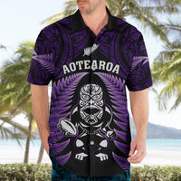 New Zealand Aotearoa Rugby Hawaiian Shirt NZ Tiki With Maori Fern World Cup Purple Version LT14 - Polynesian Pride